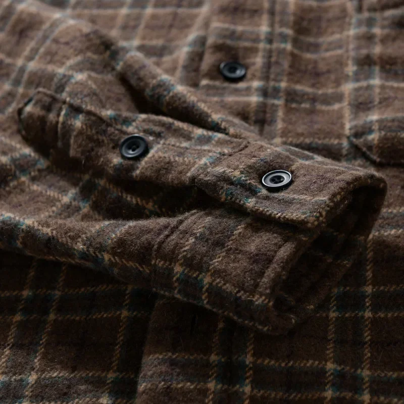 

Новая осенне-зимняя рубашка, мужская японская винтажная клетчатая рубашка, повседневная рубашка с длинными рукавами и лацканами с карманами, повседневная мужская одежда