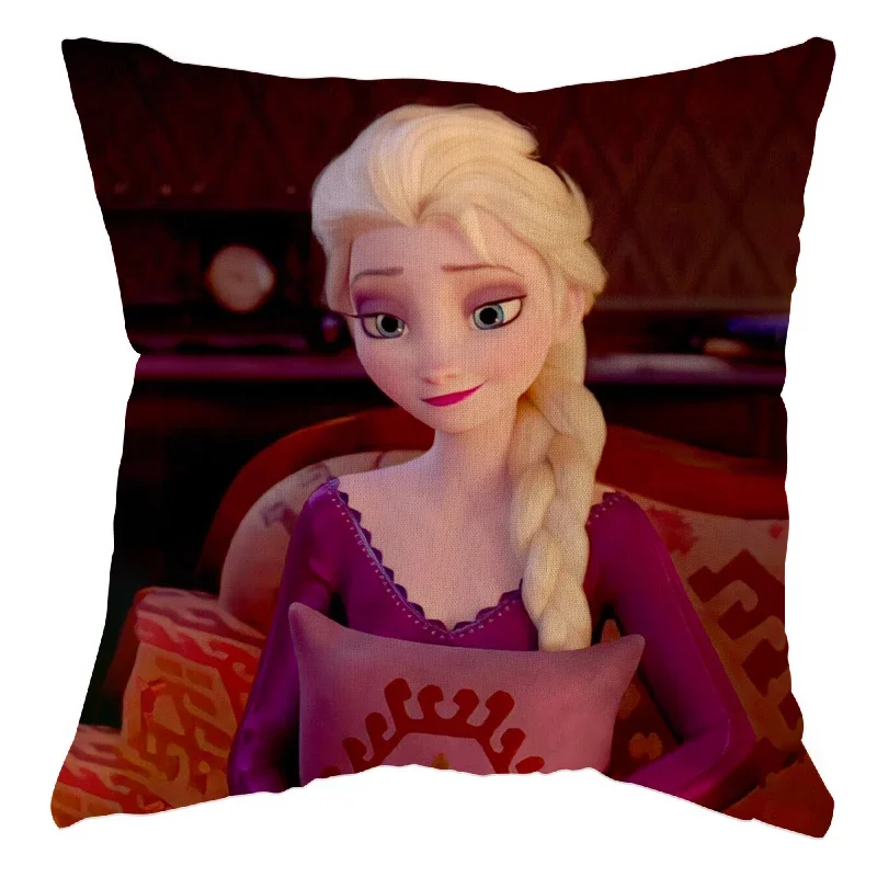 Disney-funda de almohada de Frozen y Elsa para niños y niñas, cubierta de cojín decorativa, 40x40, 45x45cm