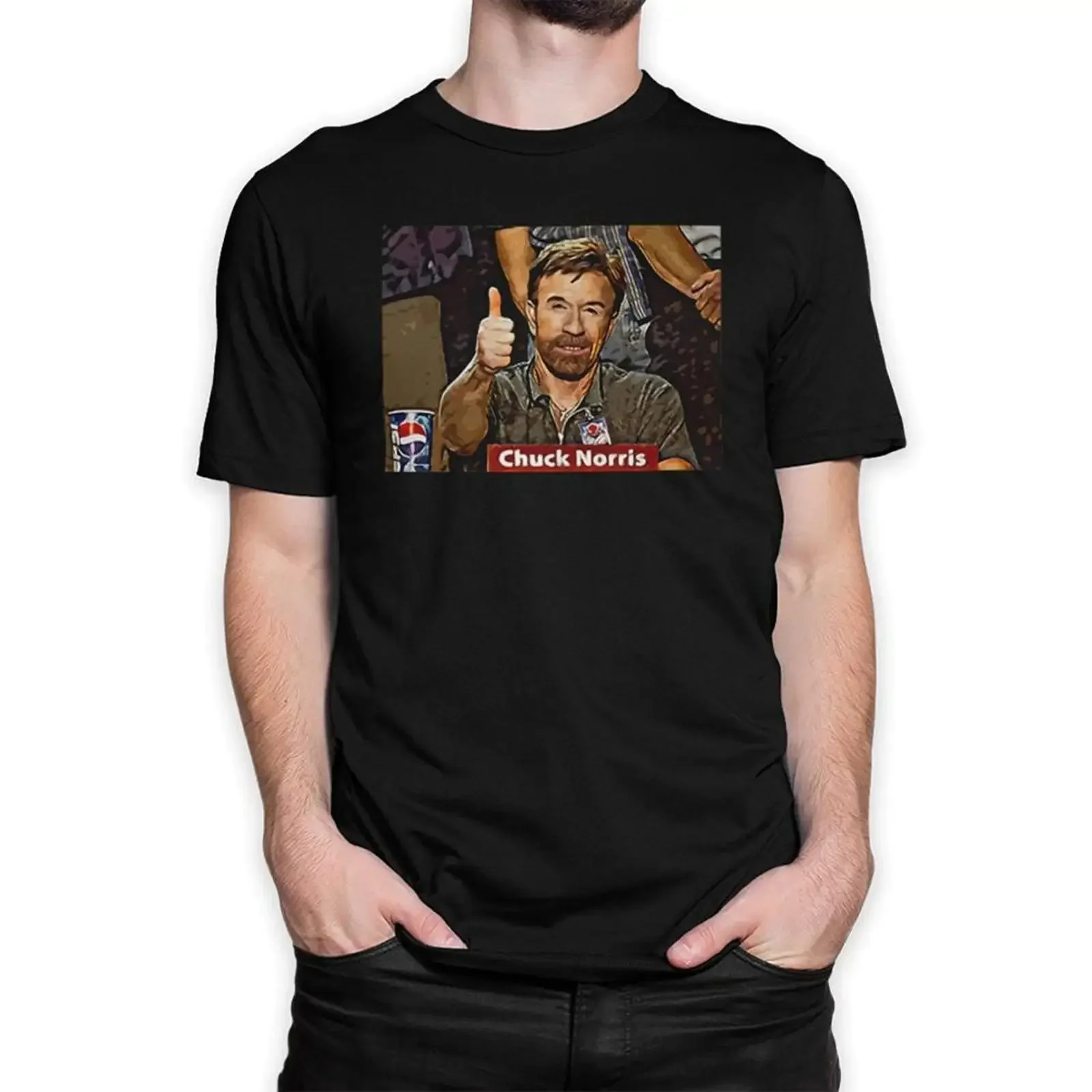 Chuck Norris Thumbs Up T Shirt  Sizes CHN 301370 vintage Washed Slightly Stretched Comfortable fashion Breathable streetwear