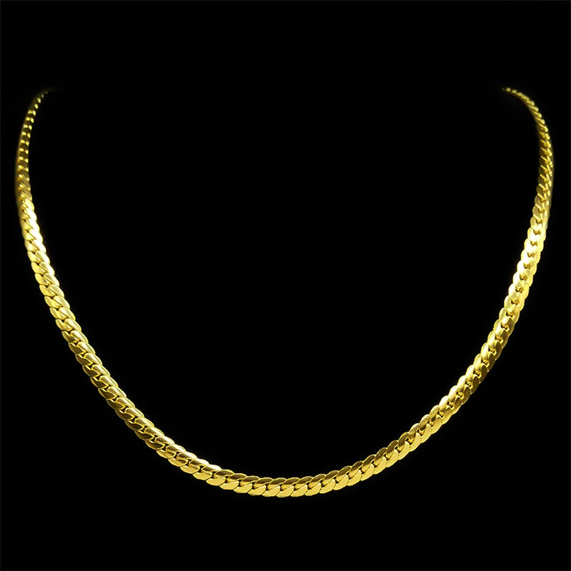 Men\'s Necklace Cuban Link Chain on Neck Stainless Steel Silver Color Punk Choker Jewelry Accessories Father\'s Day Gift