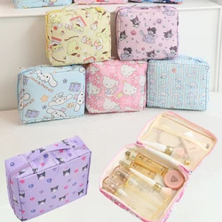 Sanrio Cinnamoroll Kuromi Mymelody Cartoon Waterproof Travel Make Up Cases Toiletries Organize Cosmetic Bag Purse Handbags