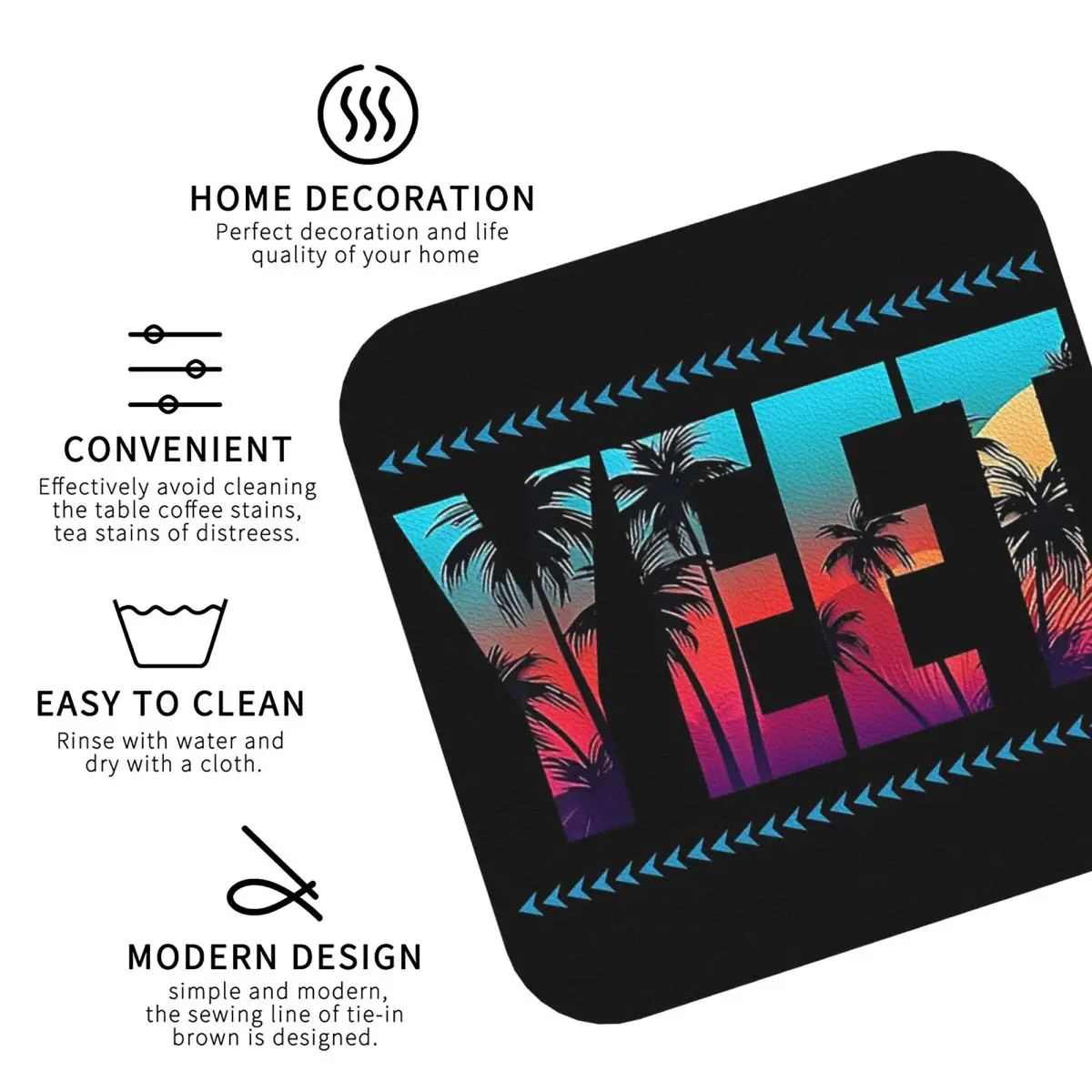 Coconut Photo Jey Uso Yeet Coasters Kitchen Placemats Insulation Cup Coffee Mats For Decor Home Tableware Pads Set of 4