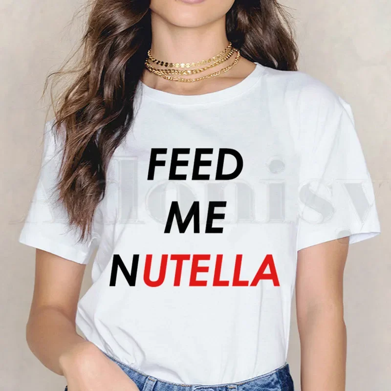 Uroczy chleb i Nutella Kawaii estetyczne koszulki damskie T-shirt bluzki damskie