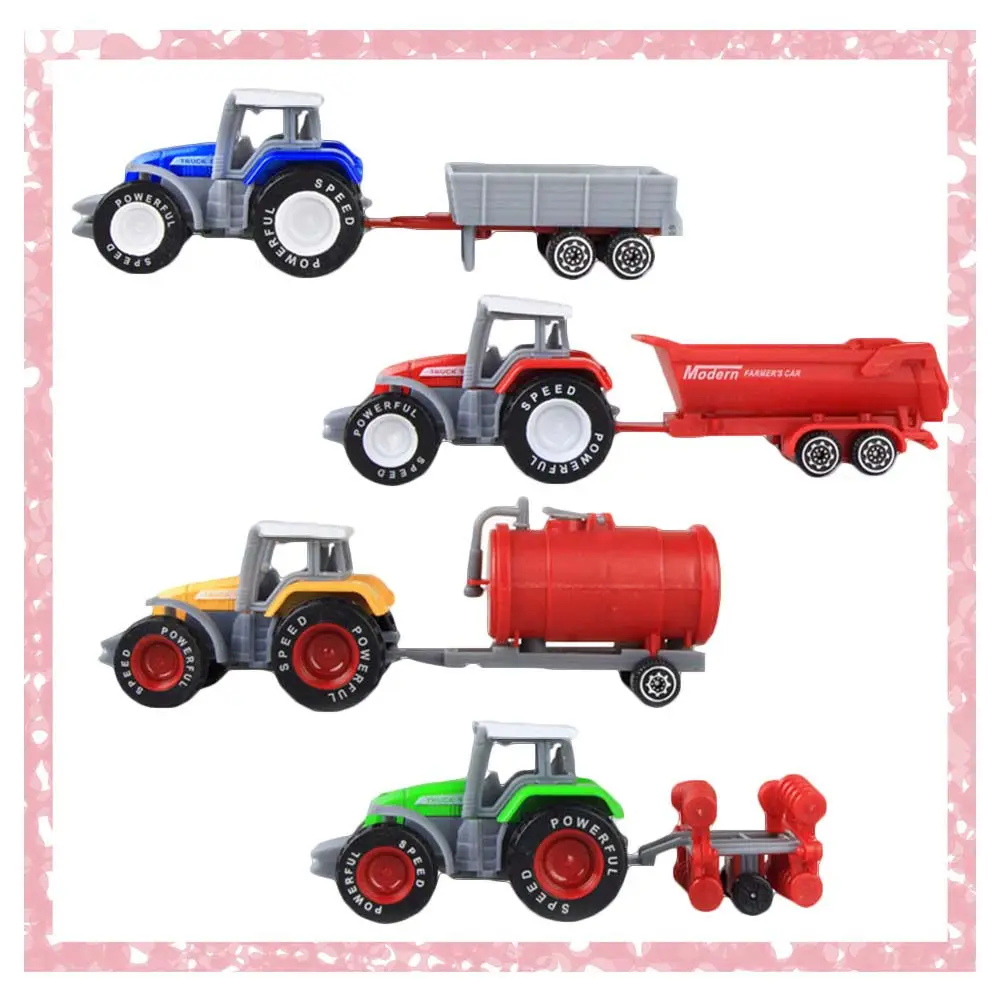 4Pcs Realistic Farm Tractor Truck Engineering Vehicle Kids Playset Ideal Reward Festival Gift Decor High Detail