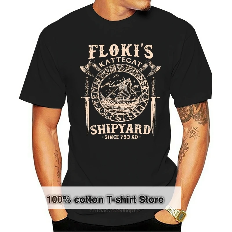 Flokis Shipyard Kattegat Viking Ship And Sword Tops Tee T Shirt Gift Hip-hop Tops T-Shirt