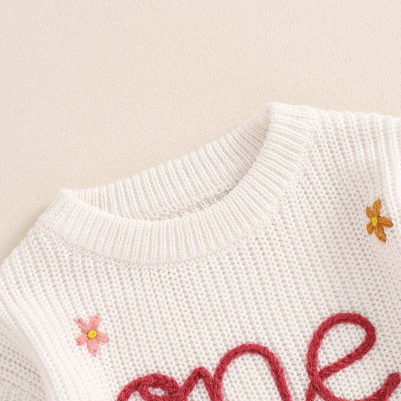 Baby Girl First Birthday Outfit One Embroidery Sweater Pullover Oversized Knit 1st Birthday Winter Cute Clothes