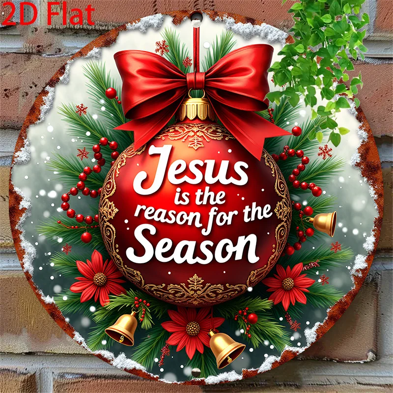 2D Flat, 1pc Vintage Round Wooden Hanging Sign Wall Decor, 2D Printed with 