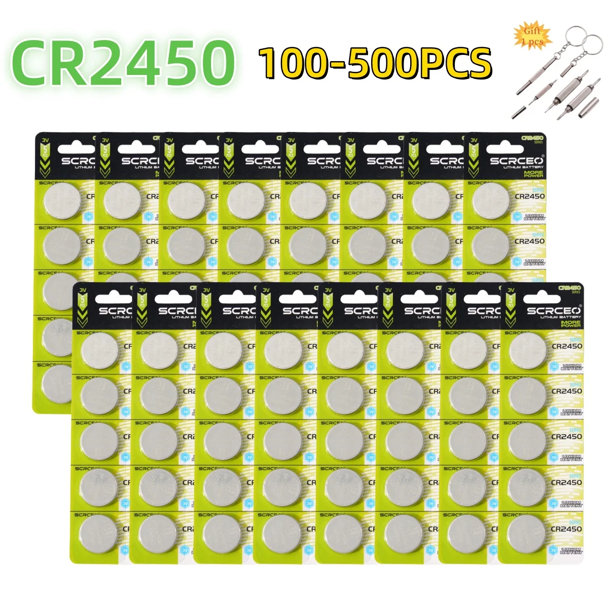 

100-500PCS CR2450 Lithium Coin Cell Battery for Remote Controllers Garage Door Openers Calculators Thermometers BMW Car Key Fob