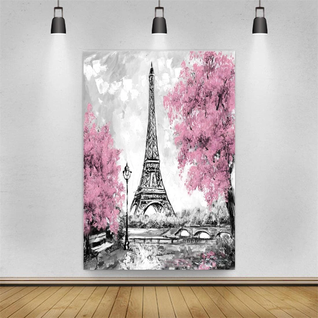 Eiffel Tower Backdrop Gray Paris Photography Background Pink Black And White Decoration Celebration Props Party Blush