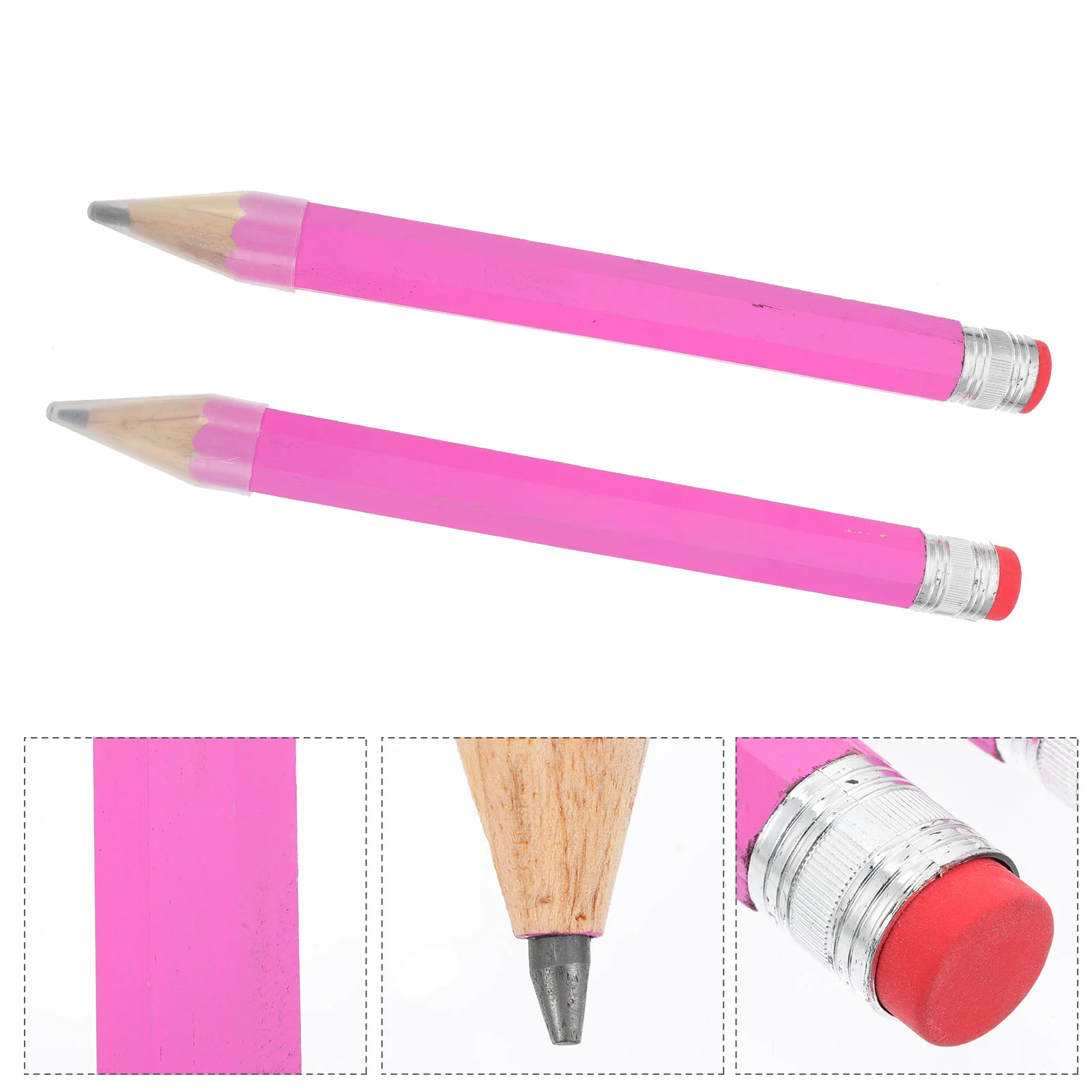 2 Pcs Non Photo Blue Pencil Large Wooden Carpenters Drawing Props Pink Bamboo