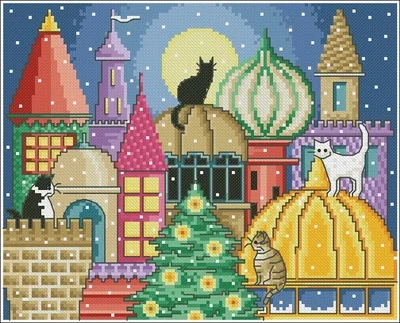 

The cat on the roof Cross Stitch Kit Cross stich Kits Homfun Craft Cross Stich Decorations For Home Homefun