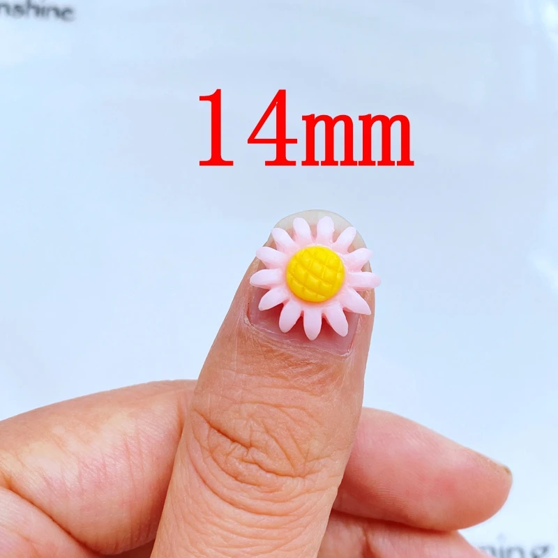 30Pcs 14mm  Mini Sunflower Nail Art Resin  Mix Colors Floral Nail Art Charms Flower Shaped Manicure Supplies