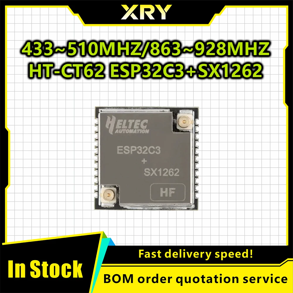 XRY 1PCS HT-CT62 ESP32C3 SX1262 Bluetooth-compatible BLE LoRa LoRaWAN Node WiFi Wireless Module 433-510MHz 863-928MHz Antenna