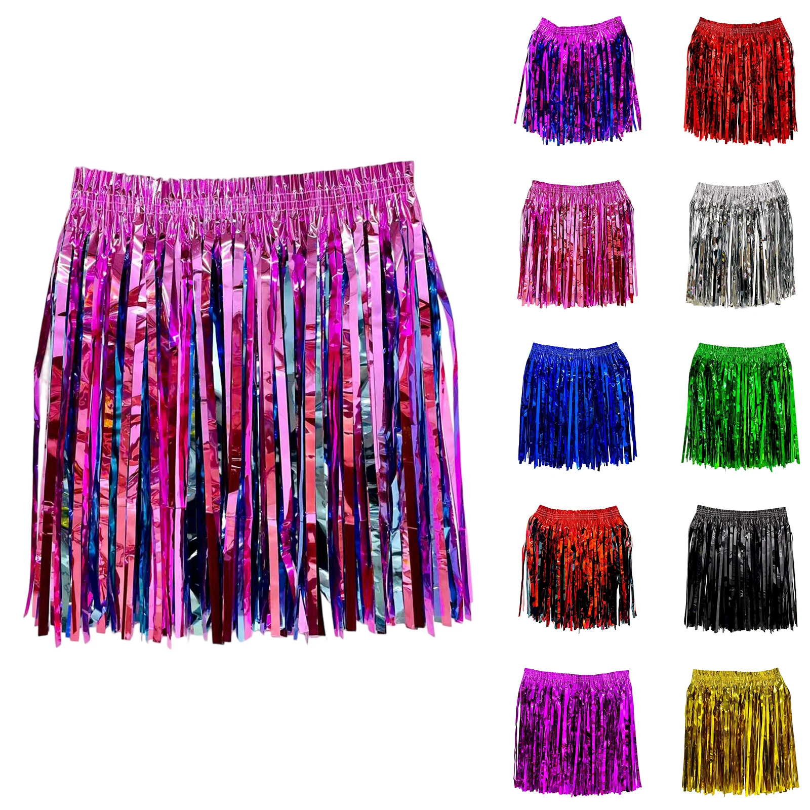 Vestido de danza del vientre, decoraciones de carnaval para mujeres, actuación hawaiana para niños, falda brillante de lluvia, falda de hierba, traje de moda