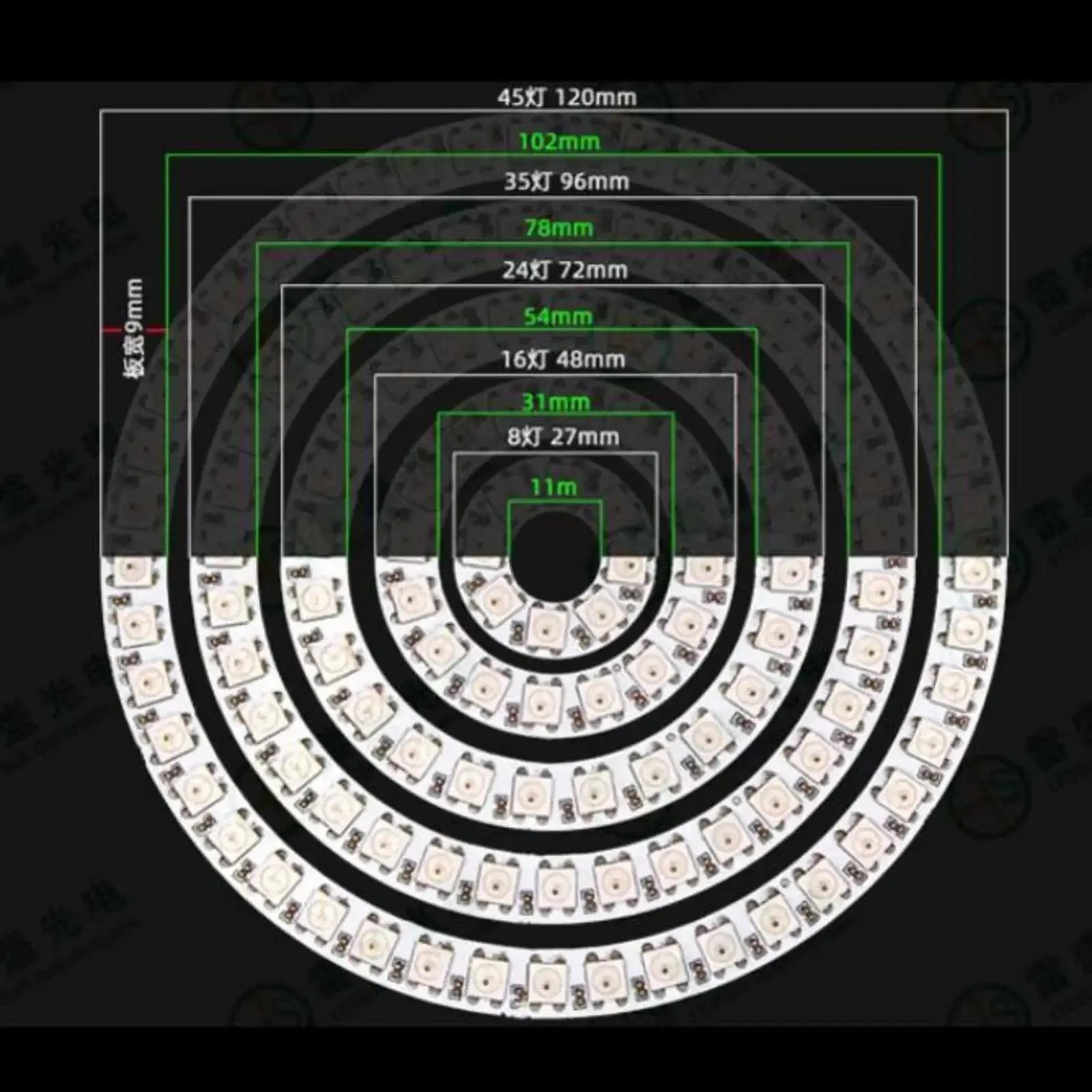 PLR WS2812B 5050 RGB LED Ring 7 / 8 12 16 24  Bits Lamp Light with Integrated Drivers WS2812 for Arduino Raspberry Pi