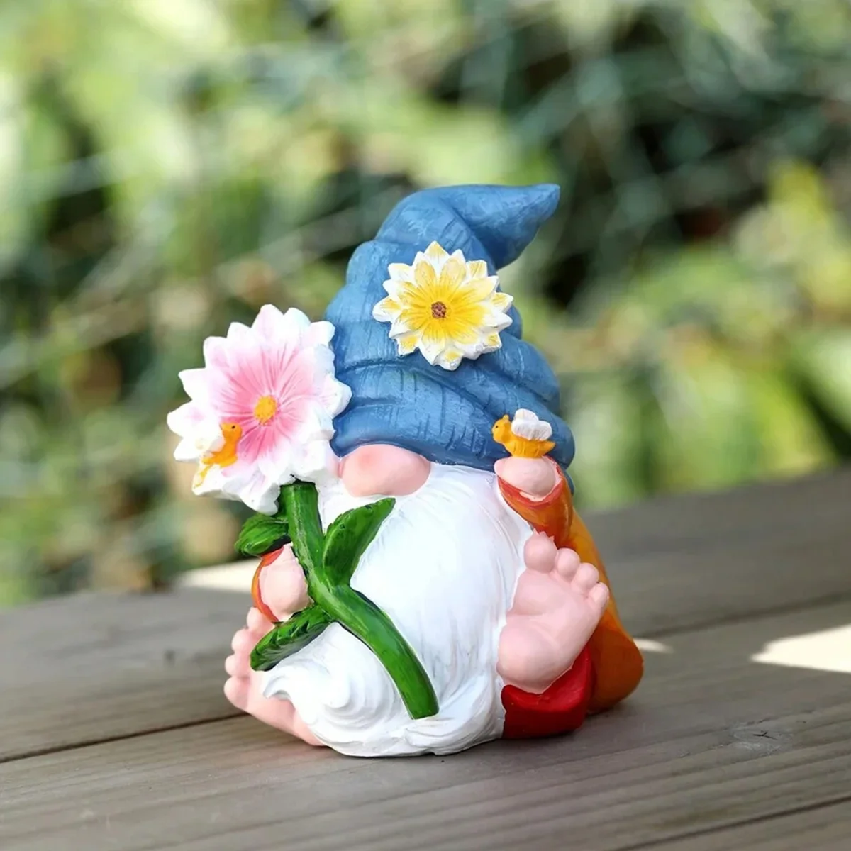 2pcs Resin Garden Gnome Statue Tomte Dwarf Elf Figurine Indoor Outdoor Patio Home Decor Whimsical Craft Gift