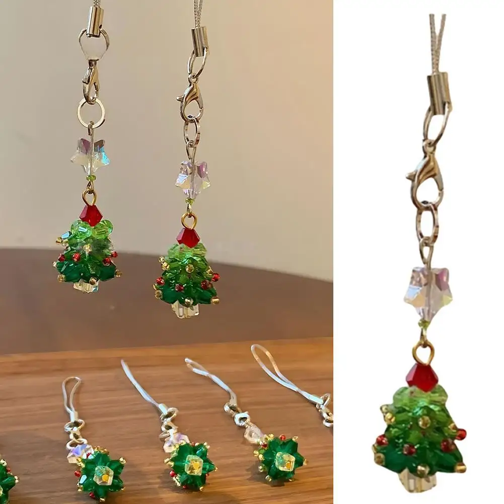 

Рождественская елка из бисера, подвеска для мобильного телефона ручной работы из бисера, Рождественская елка, подвеска для телефона из стеклянных бусин для праздничного подарка