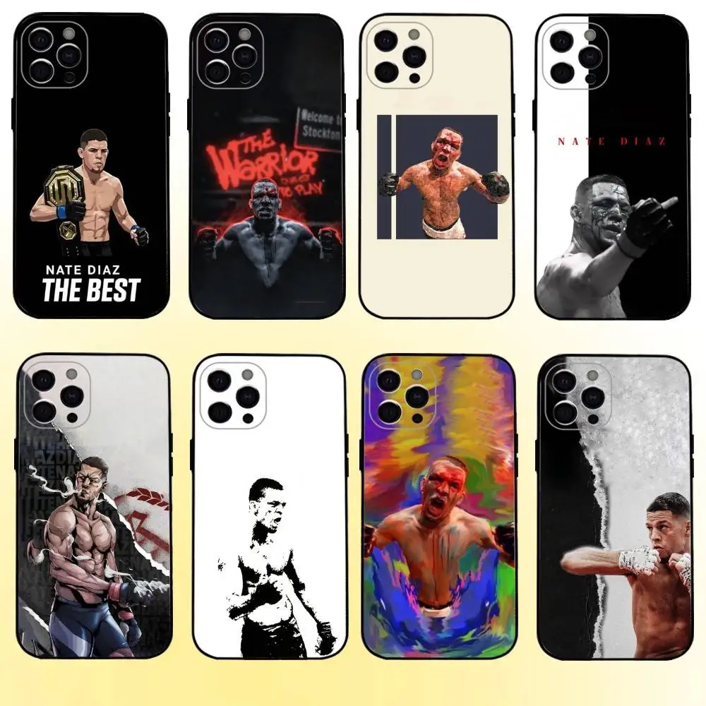 

N-Nate D-Diaz Boxing Phone Case For iPhone17,16,15,14,13,12,11 Plus,Pro Max Soft Black Cover