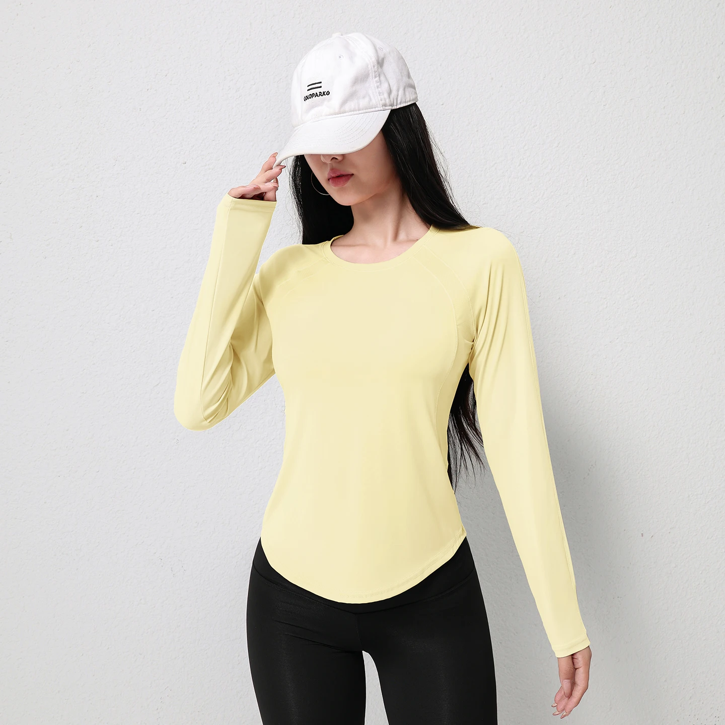 New Arrival Raglan Sleeve Sports Tee Female Irregular Hem Yoga Shirt Quick-dry Breathable Gym Running Workout Activewear Tops