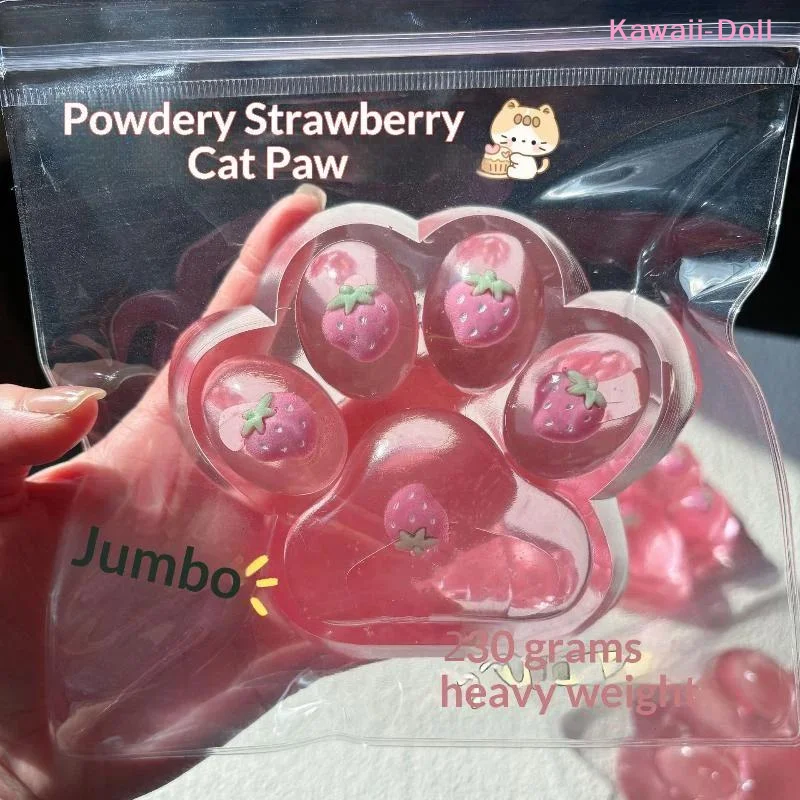 [DO]Cute Paw Sequins Maltose Pinch Toy Pink Strawberry Paw Squeez Slow Rising Anti-Stress Toy Decompressi Gift Friend[DO]