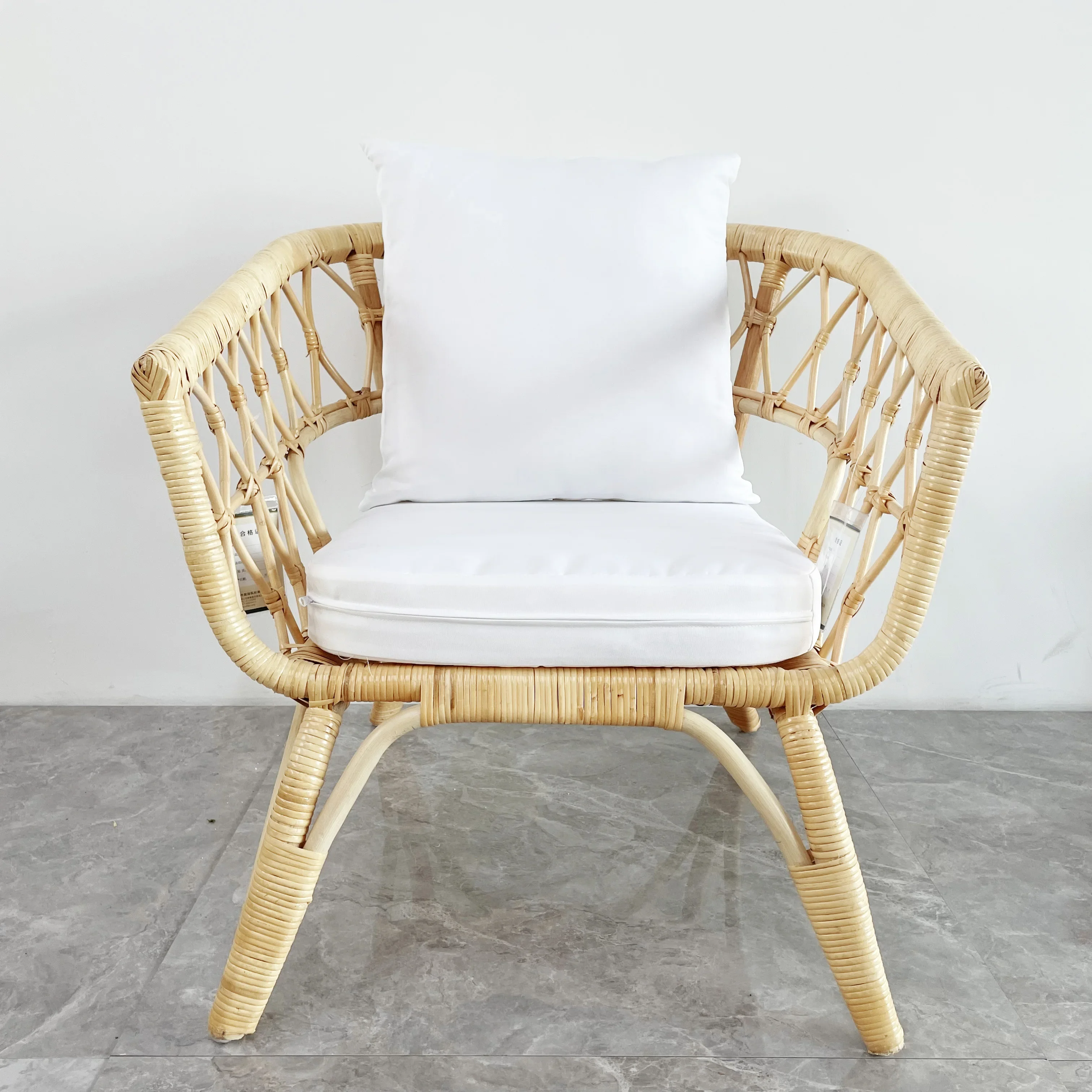 Hot Selling Furniture Natural Rattan Woven Outdoor Cafe Single Lounge Chair