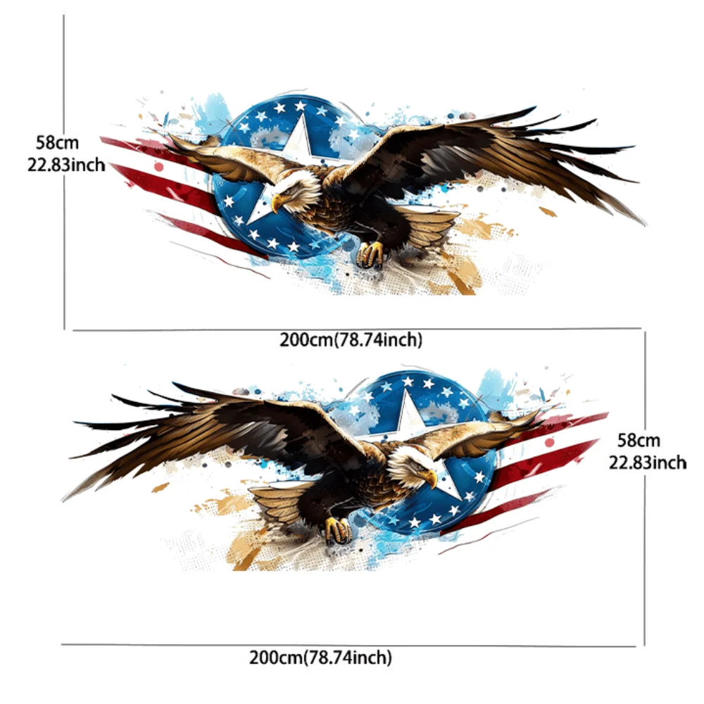 Blue line five-pointed star American bald eagle sticker car decal full body floral decoration covering scratches protect car dec