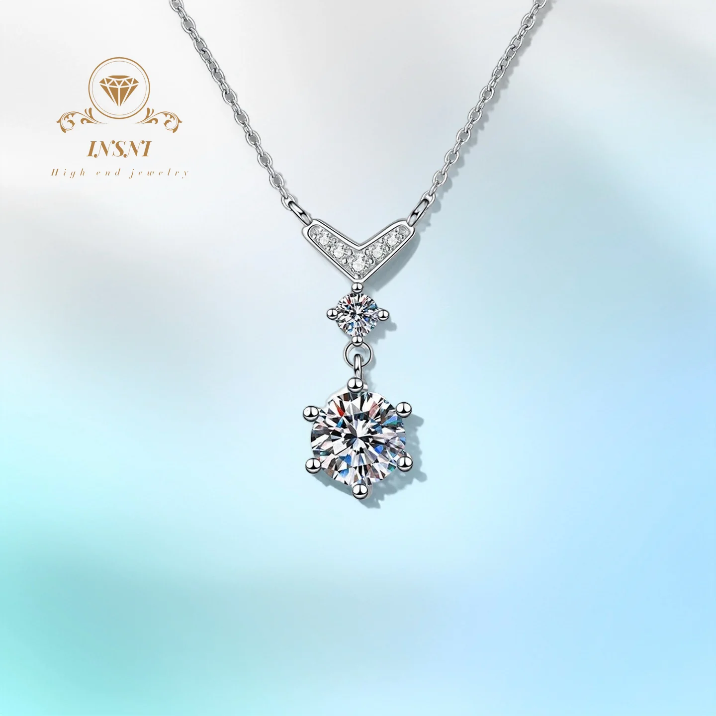 

1 карат D цвет муассанит S925 серебряный кулон с рыбьим хвостом ожерелье элегантные минималистичные женские роскошные ювелирные изделия GBA сертифицированная бесплатная коробка