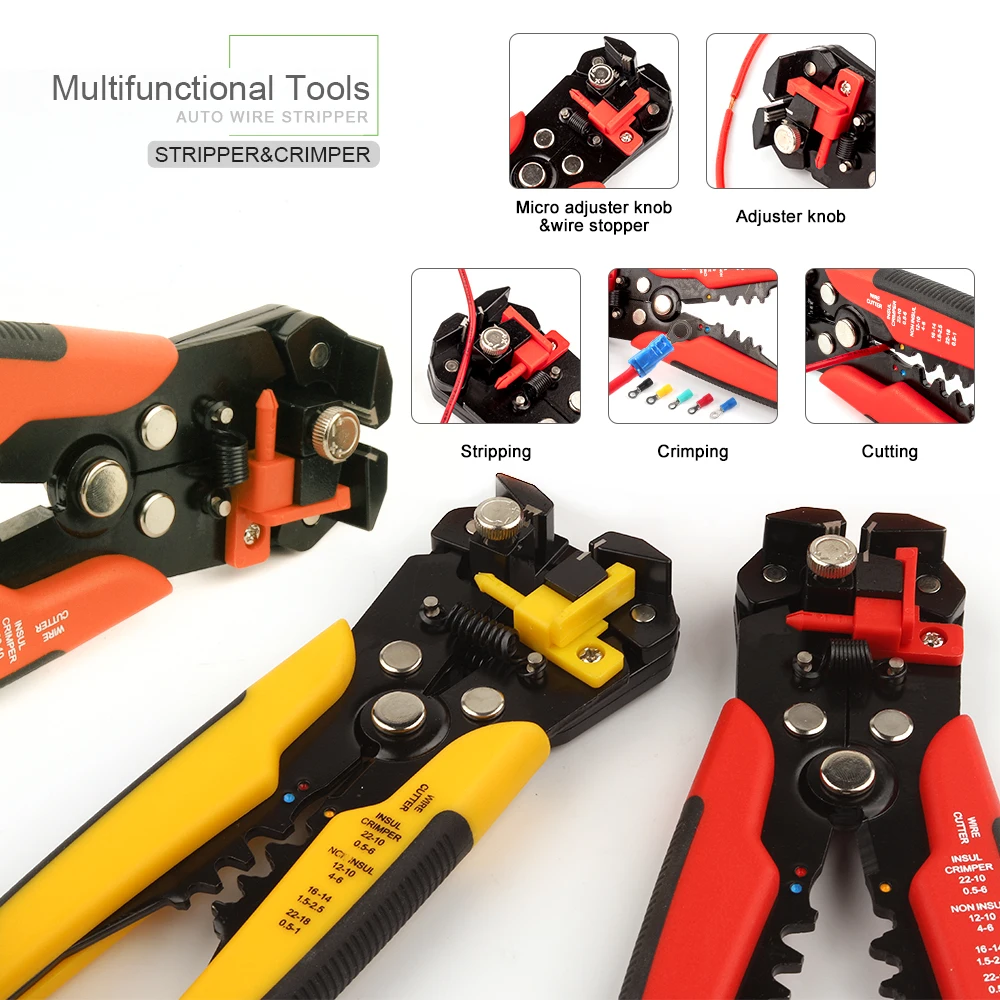 

Crimper Cable Cutter Automatic Wire Stripper Multifunctional Stripping Tools Crimping Pliers Terminal 0.2-6.0mm2 Hand Tools