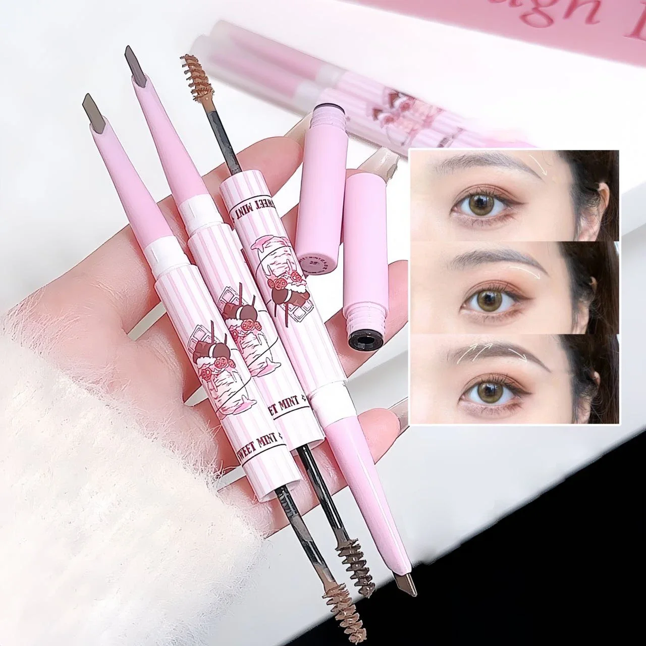 3D Wenkbrauw Kleurstof Crème Grijs Bruin Dubbele Hoofd Wenkbrauwpotlood Langdurige Waterdichte Wenkbrauw Pen Tint Mascara Verbeteren Cosmetica