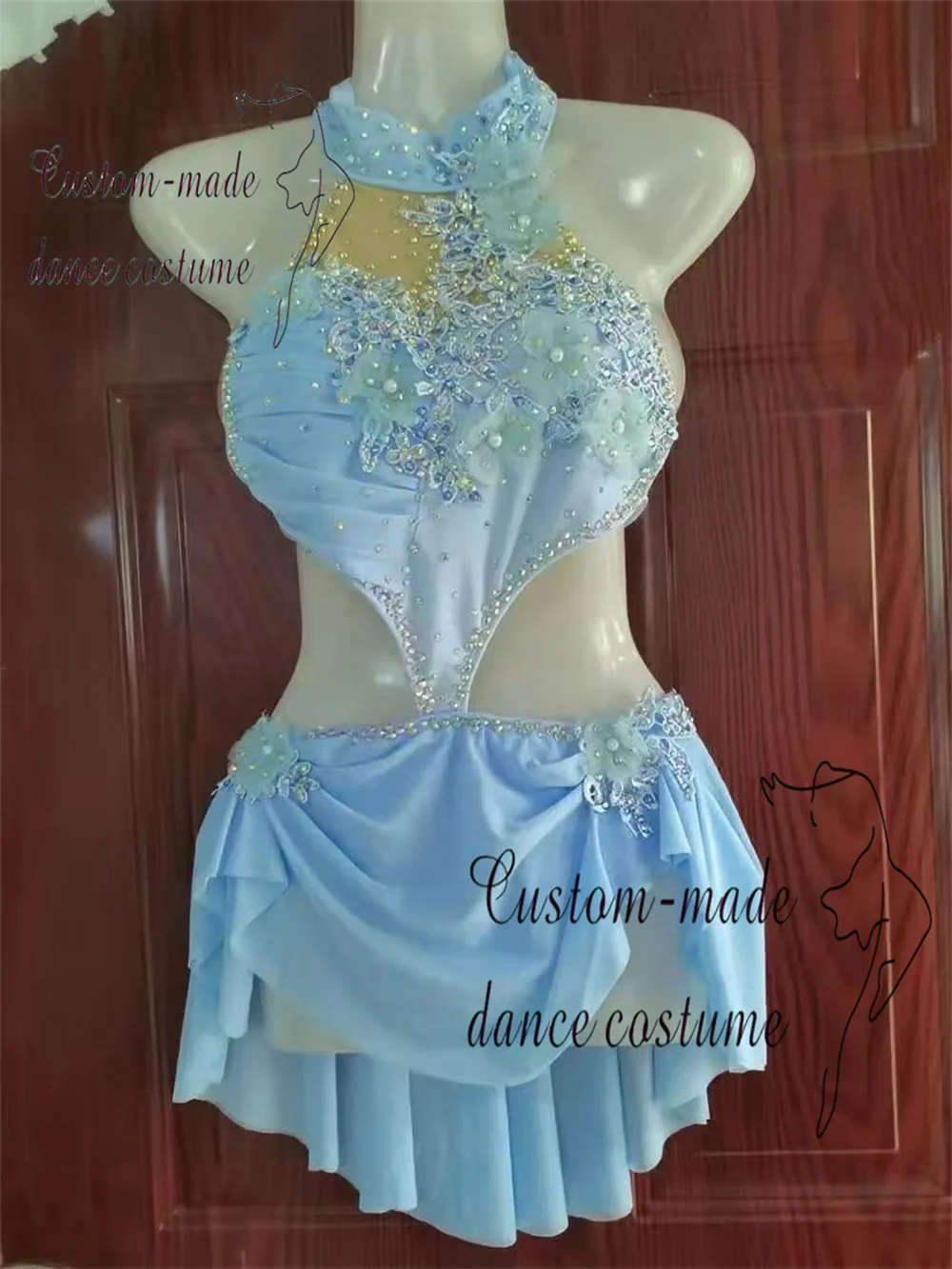 High end lyrical dance bodysuits, soft and elastic mesh stage performance costumes.
