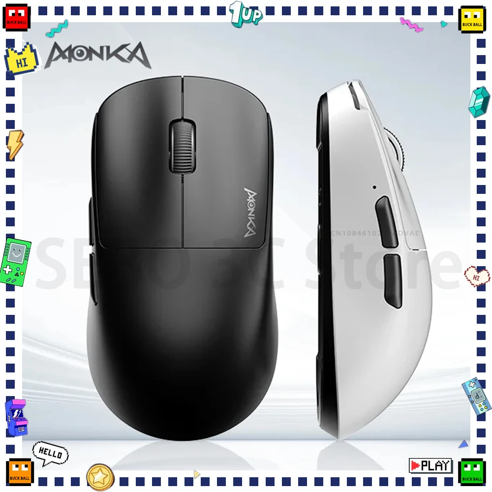 

Monka M3 Mouse Three Mode Wireless Mouse Paw3395 Sensor Lightweight Dismountable Battery Gaming Mice Ergonomic Pc Accessories