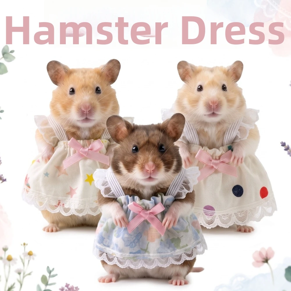 Cute Princess Style Floral Lace Hamster Dress Breathable Soft Small Pet Bow Skirt Lightweight Hamster Lace Skirt Small Pets
