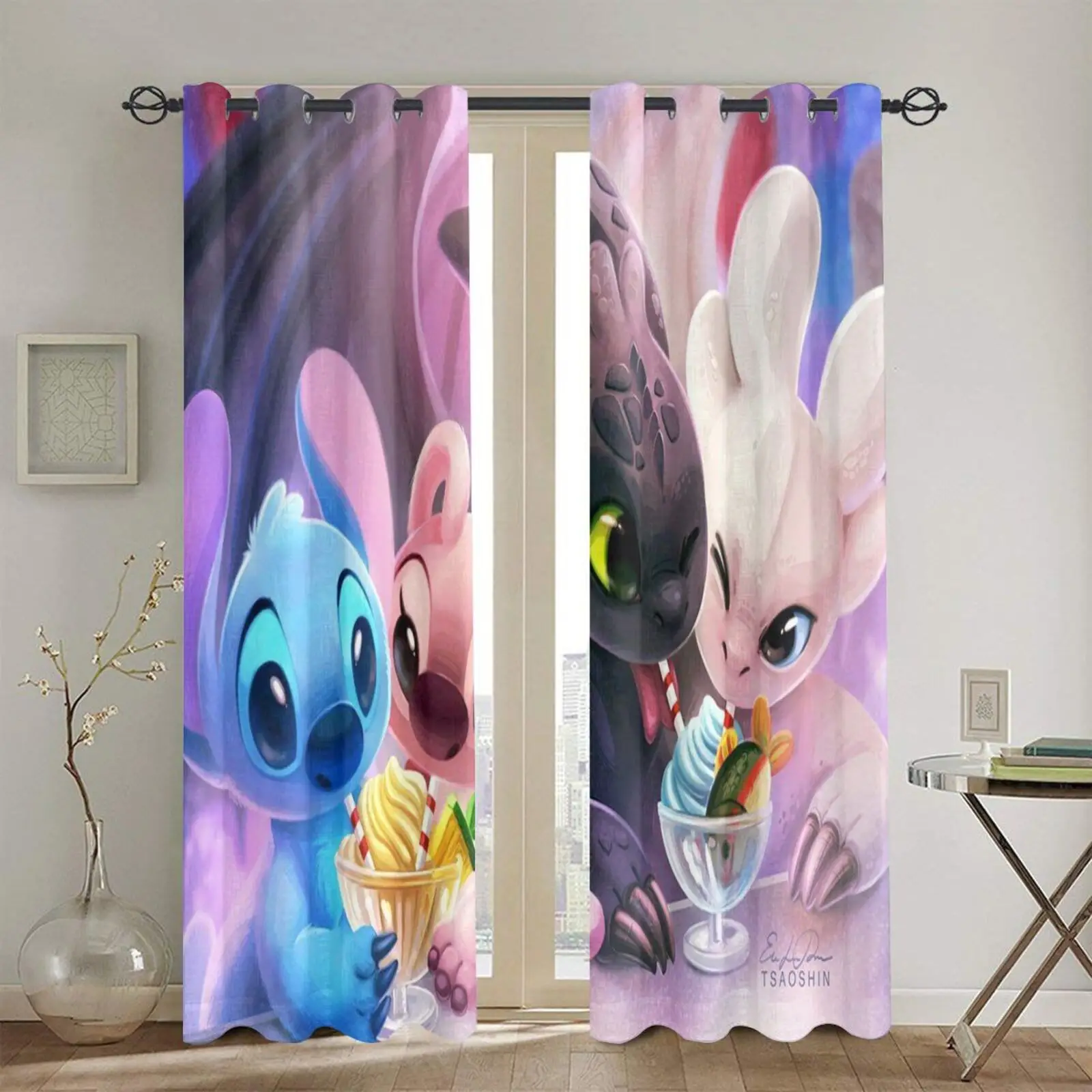 Cartoon Animation Stevens Digital Shading Curtain, Single Student Creative Bedroom Dormitory Curtain, Manufacturer's Supply