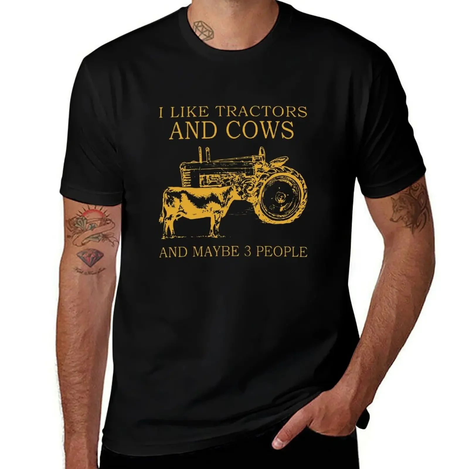 T-shirt archive bleue personnalisable pour hommes, vêtements taille, haute qualité, j'aime les tracteurs, les vaches et l