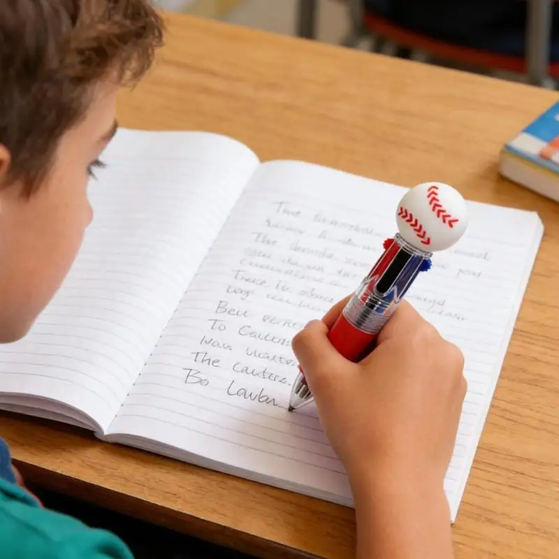 R53C 10/20/30Pcs 4-Color Cartoon Sports Ball Design Ballpoint Pen Set Classroom Prize For Students And Office Use