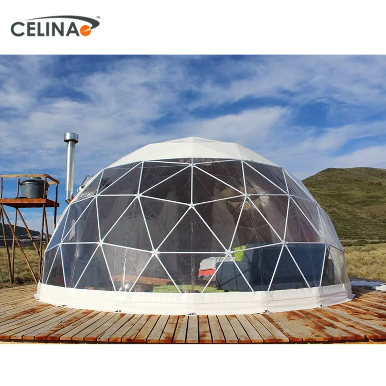 Resort impermeable Igloo Glamping cúpula geodésica casa tienda de tela de PVC de doble revestimiento tienda de cúpula insonorizada