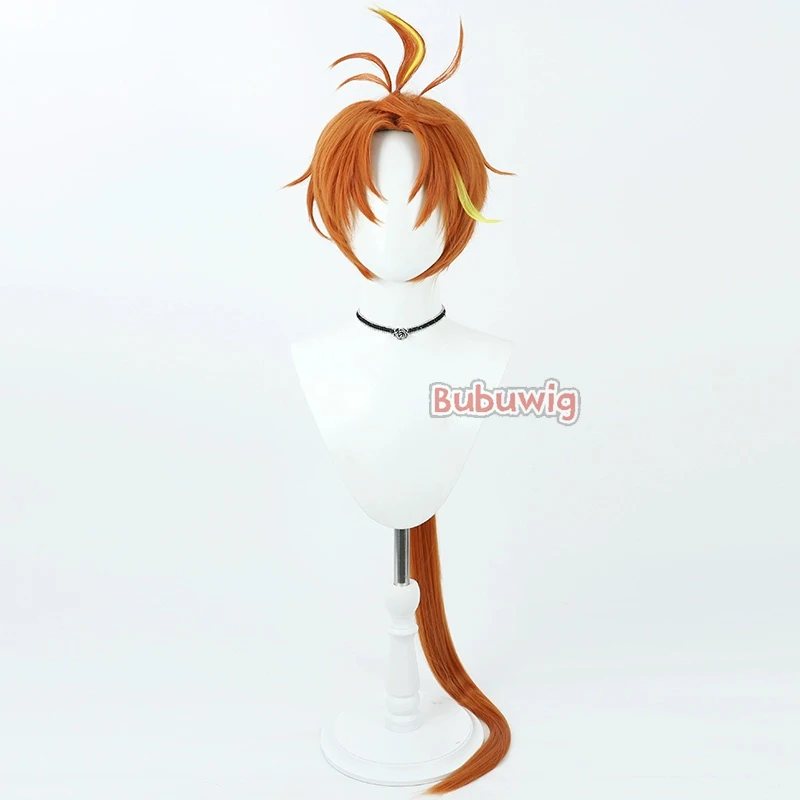 Bubuwig-Peluca de cabello sintético Yuunagi Tsubasa, cabellera artificial de 120cm de largo, color naranja y marrón, resistente al calor, para Cosplay