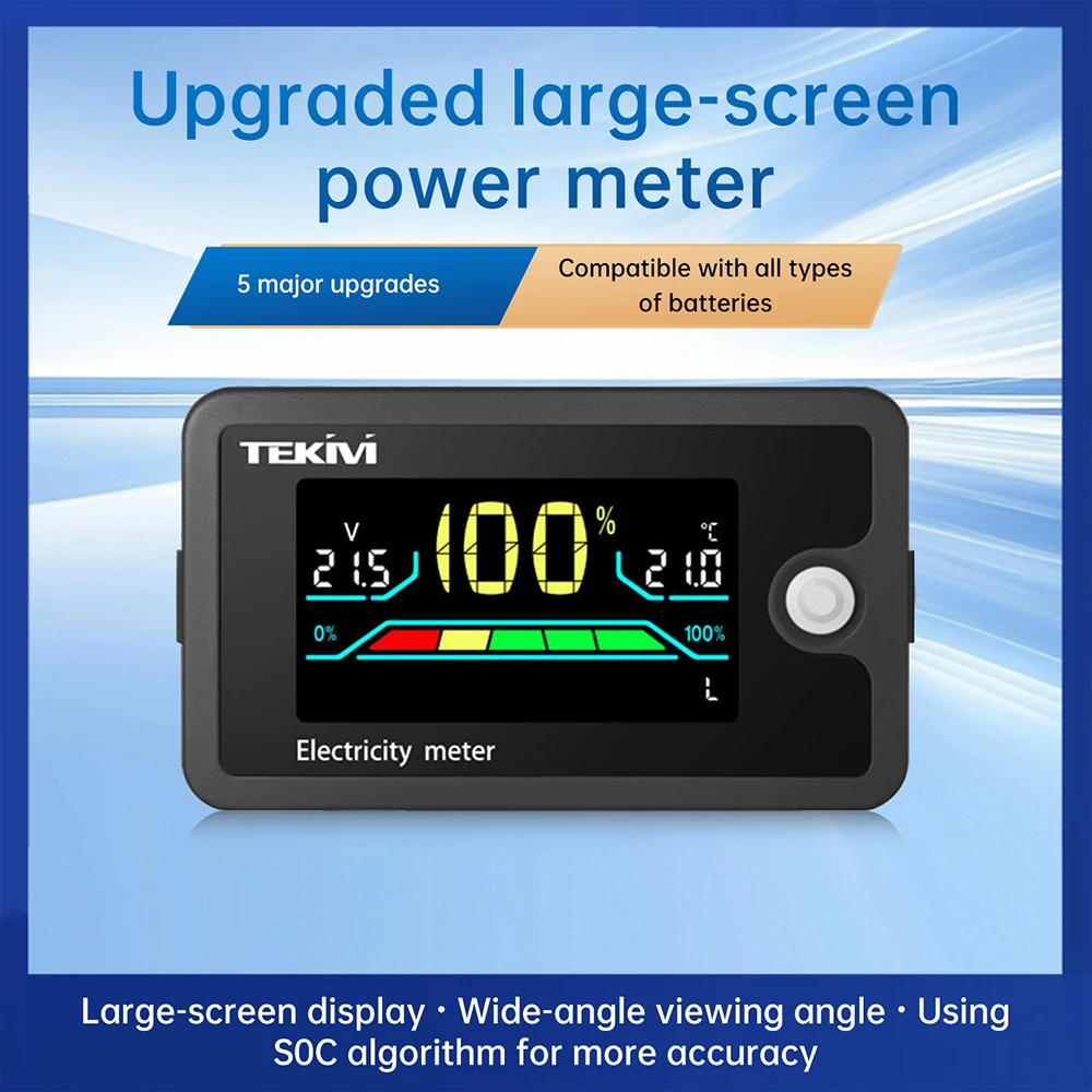 

DC 8-100V ЖК-цифровой индикатор напряжения и электричества, универсальный для тройной/литий-железо/кислотной батареи с дисплеем температуры