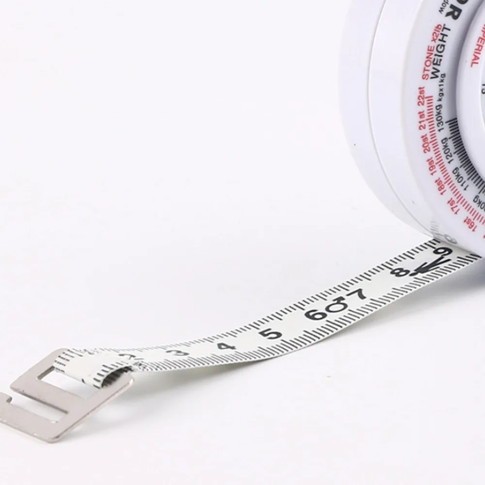 Portable Tape Length 1.5m BMI Measuring Tape White ABS Waistline Tape Calculator Body Fat Measuring Tape Diet Monitoring