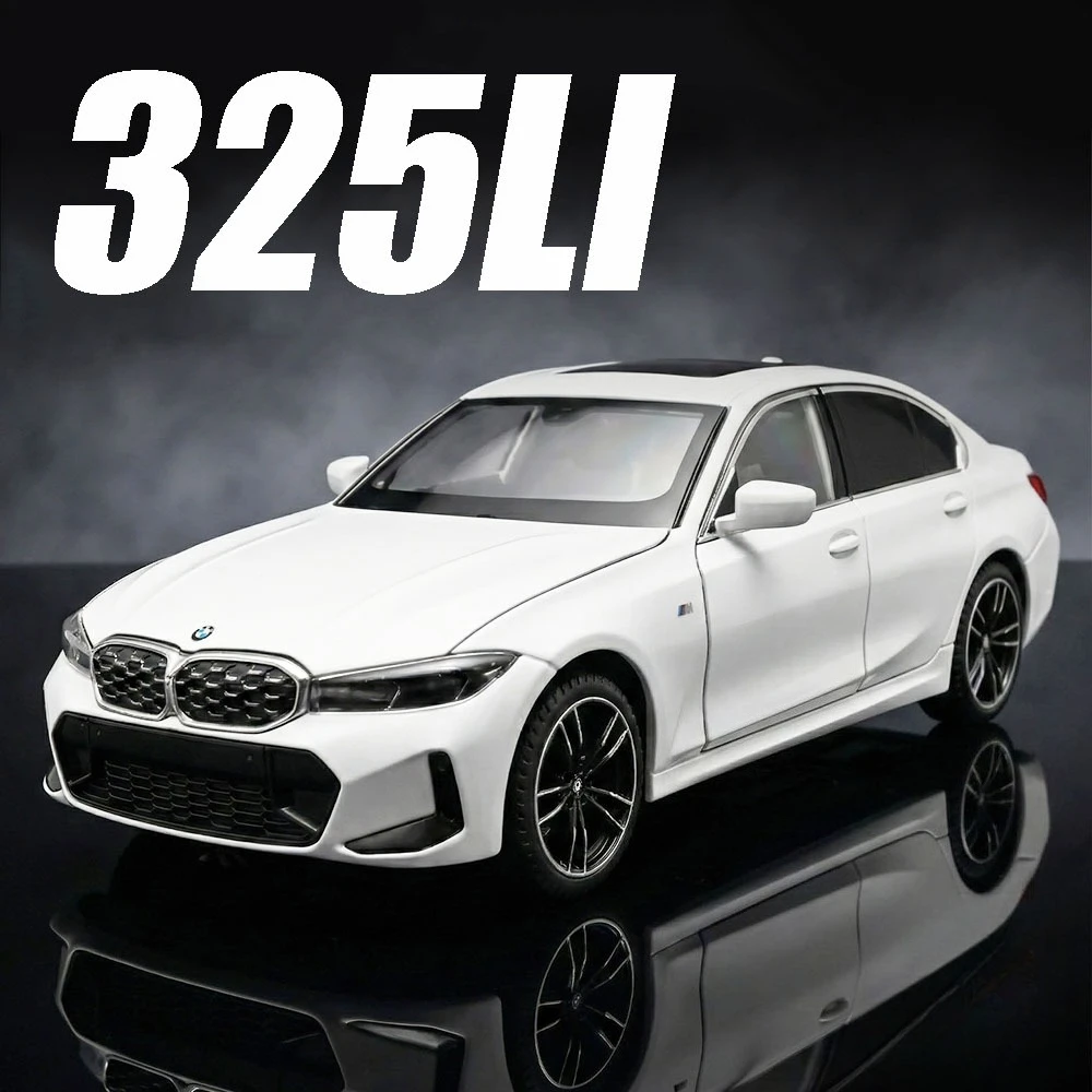 

1:24 325LI 530LI Model Miniature Toy Cars Alloy Diecast Doors Opened Front Wheel Steering Sound Light Popular Car Models for Kid