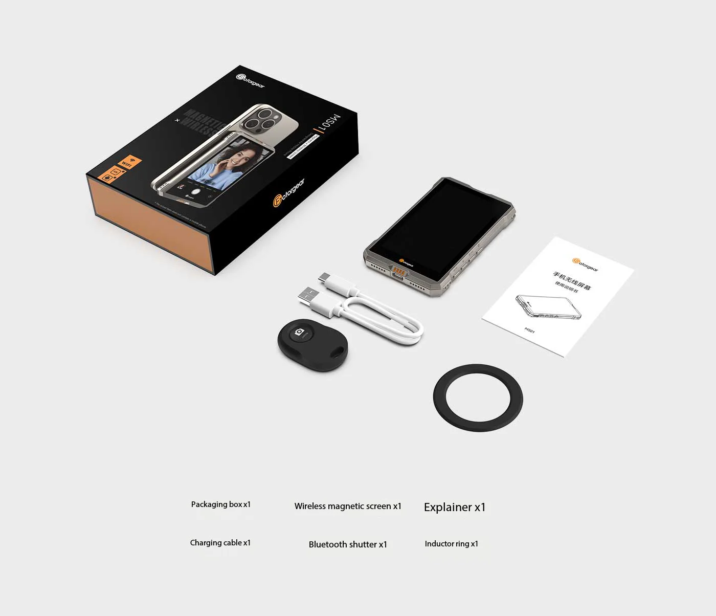 شاشة عرض سيلفي للهاتف المغناطيسي من Fotorgear MS01 للهاتف والكاميرا الخلفية ومدونة الفيديو وشاشة حية لهواتف iPhone وAndroid