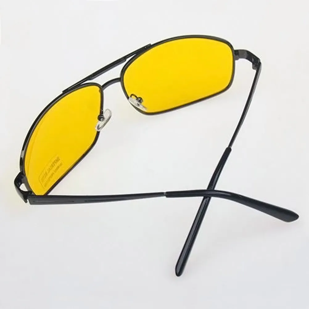 Polarized Yellow Tint Driving Glasses Metal Frame Resin Construction Uv400 Uvb Uva Protection Night Glare Reduction
