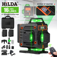 HILDA 4D 16 Lines Laser Level With Battery Display  Self-Leveling 360 Horizontal And Vertical Cross Super Powerful Green