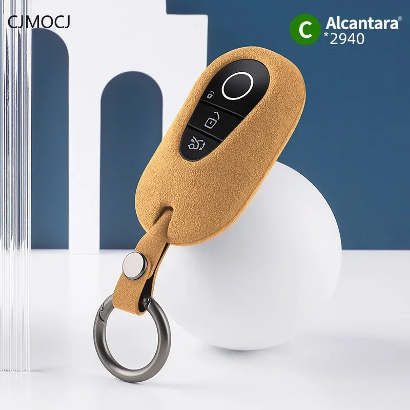 

For Mercedes-Benz GLA, GLB, E200, and E320L Suede Car Remote Key Case Cover Shell Keychain Accessories