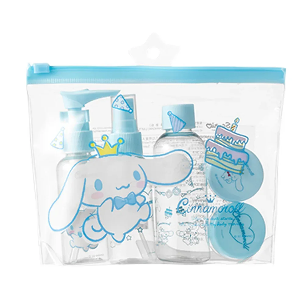 Sanrioed Kawaii Cinnamoroll Kuromi Travel Set Mini Dispenser Spray Bottle 5 Packs Good for Storage Lotion Face Cream Eye Cream