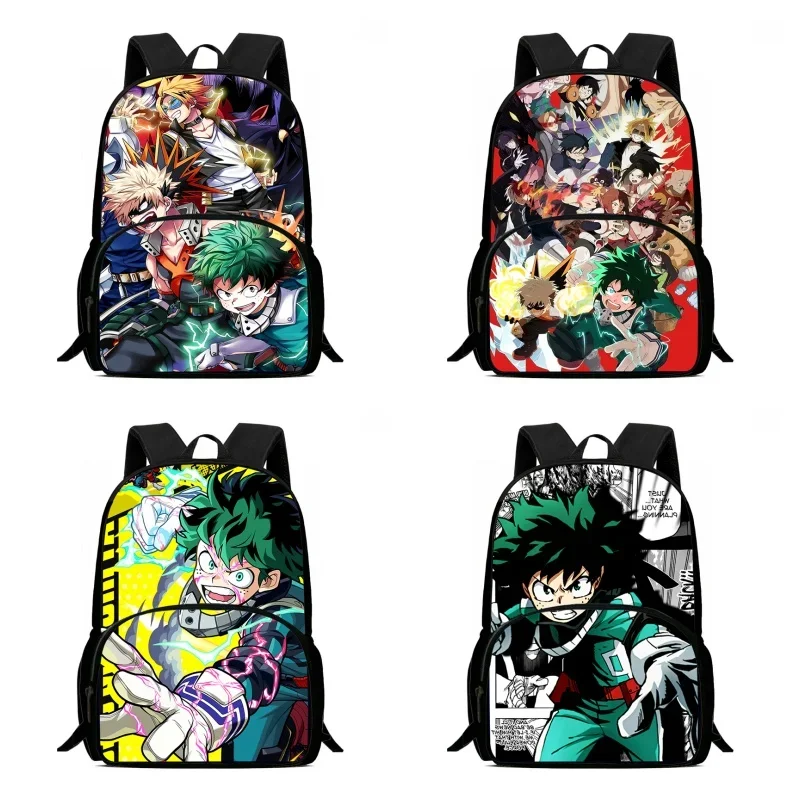 Mochila escolar My Hero A-Academia con bolsillo frontal, mochilas escolares de dibujos animados para niños y niñas, mochila duradera para niños para estudiantes de alumnos