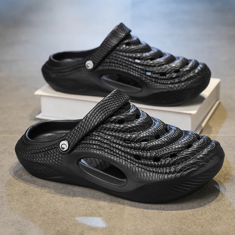 

Мужские дышащие летние сандалии, повседневные сабо для мужчин, мягкие пляжные туфли с толстой подошвой из ЭВА, новые модные шлепанцы для мужчин 2026 года