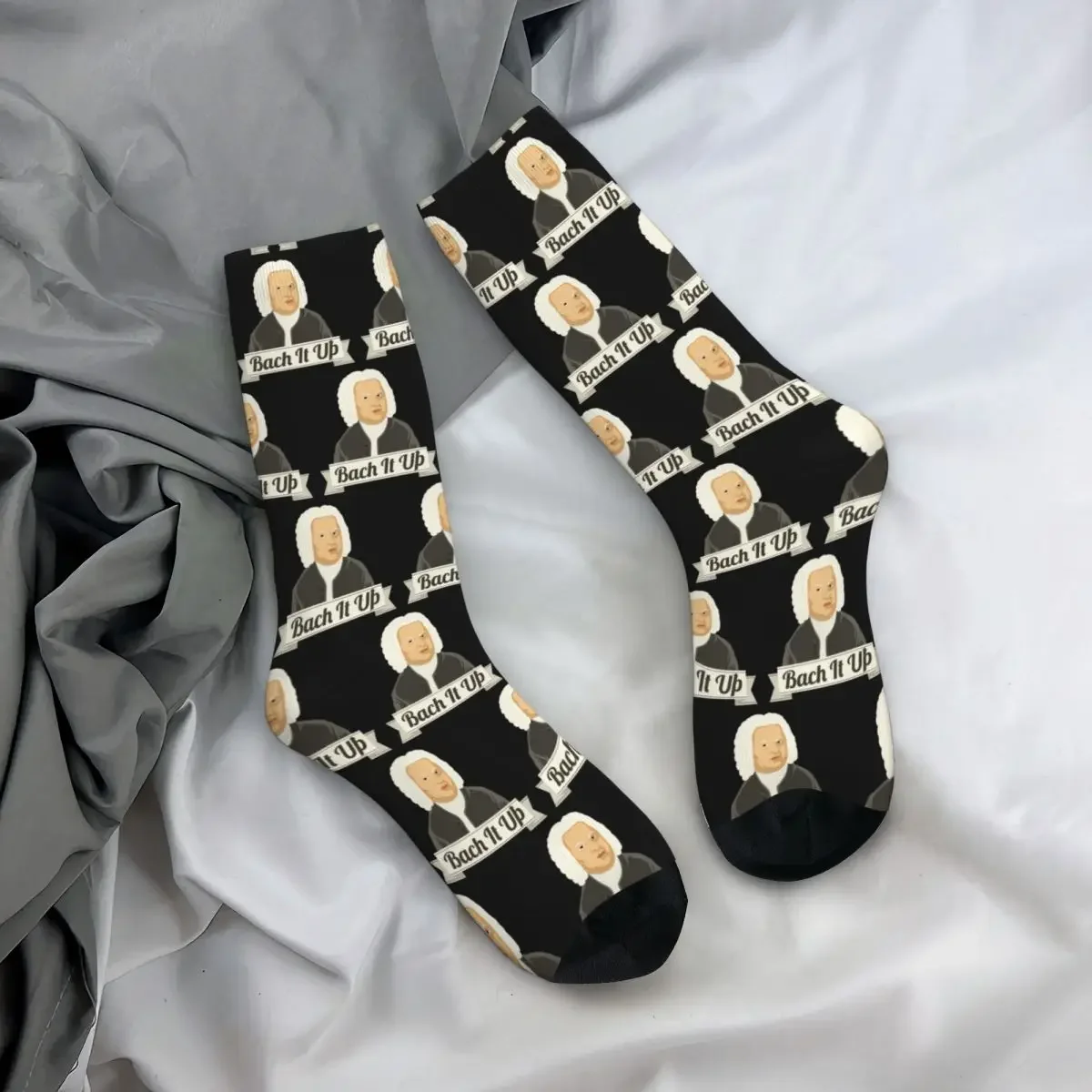 Divertente Bach It Up Johann Sebastian Bach composition Print Socks Harajuku calze assorbenti per il sudore calze lunghe per tutte le stagioni accessori