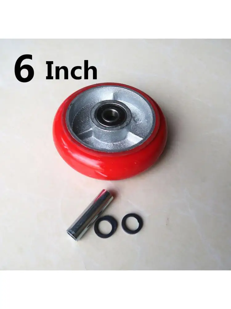 1 Pc Packing 8 Inch Single Wheel Polyurethane Pu Iron Core Circular Arc Piece Red Flatbed Driver Cart