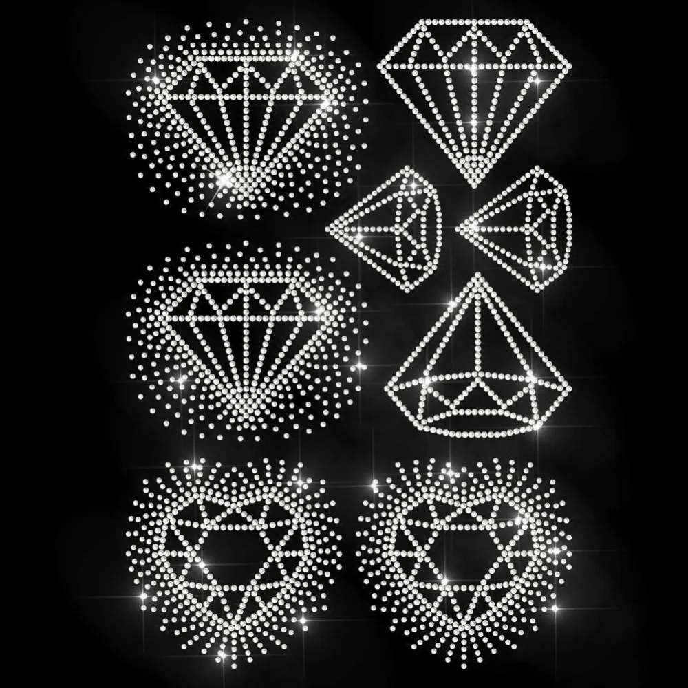 Rhinestone Hearts Iron on Sticker Gradient Hotfix Transfer Decal Heat Transfer Patch Bling Clothing Repair Applique for T-Shirts